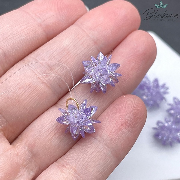 10*13 мм, Подвеска Циркон светло- фиолетовый ежик (кубический цирконий, фианит) 