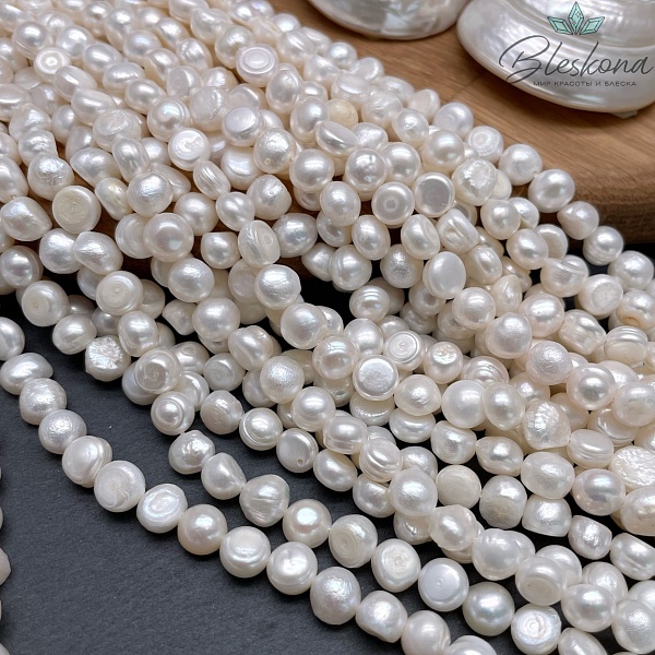 Жемчуг полусфера белый 8 мм 