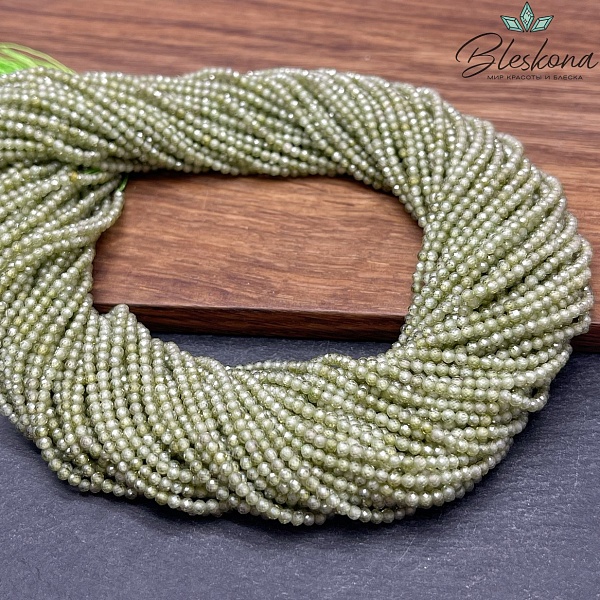 Циркон огранка зеленый 2 мм (кубический цирконий, фианит) 