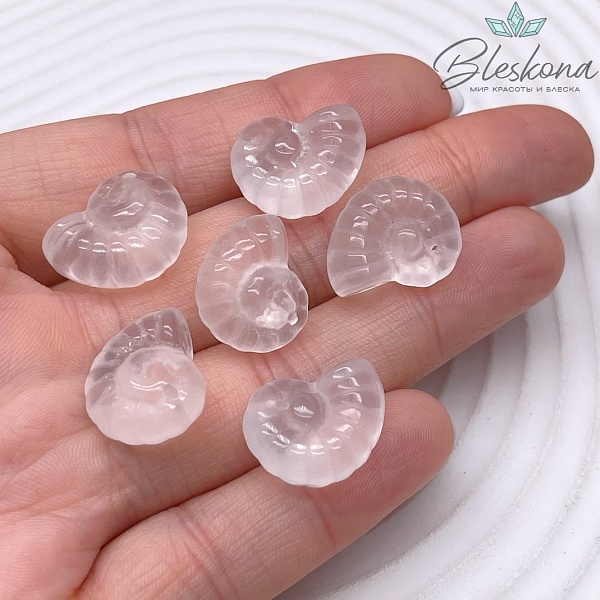 12*16 мм, Резная подвеска из Горного Хрусталя Ракушка Аммонит