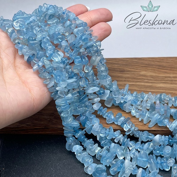 Крошка Аквамарин №1 ширина бусин ~ 7-11 мм