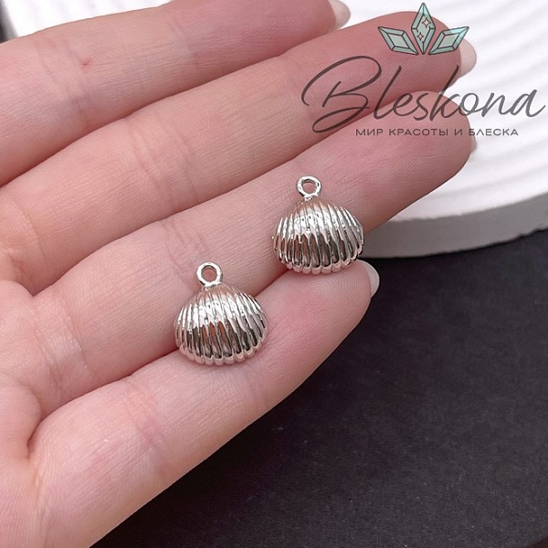 13*12 мм Цвет серебро, Подвеска Ракушка (под вклейку)