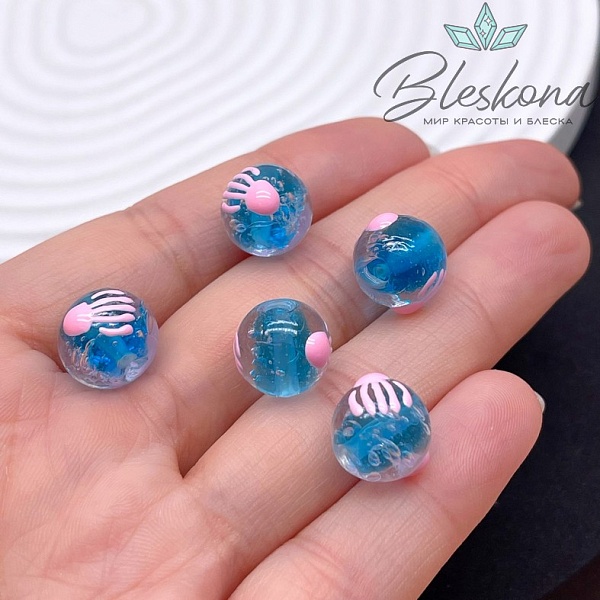 11 мм Бусина шар голубой медуза