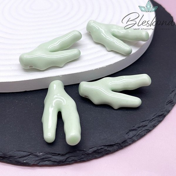 44*21 мм Керамика Бусина ветки коралла салатовые