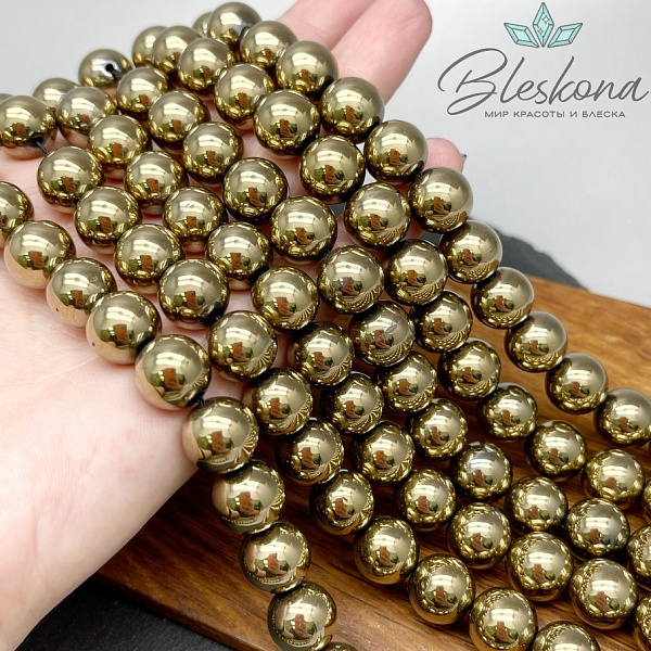 12 мм Гематин имитация, цвет темное золото 