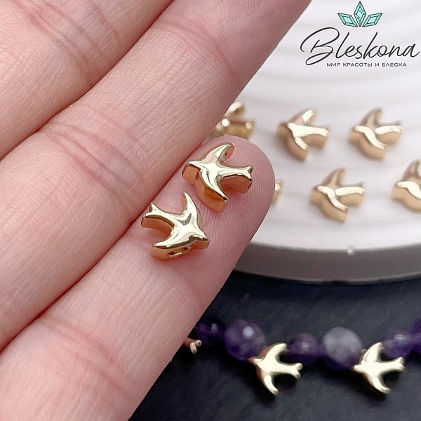 8*8 мм Цвет золото, Бусина Ласточка