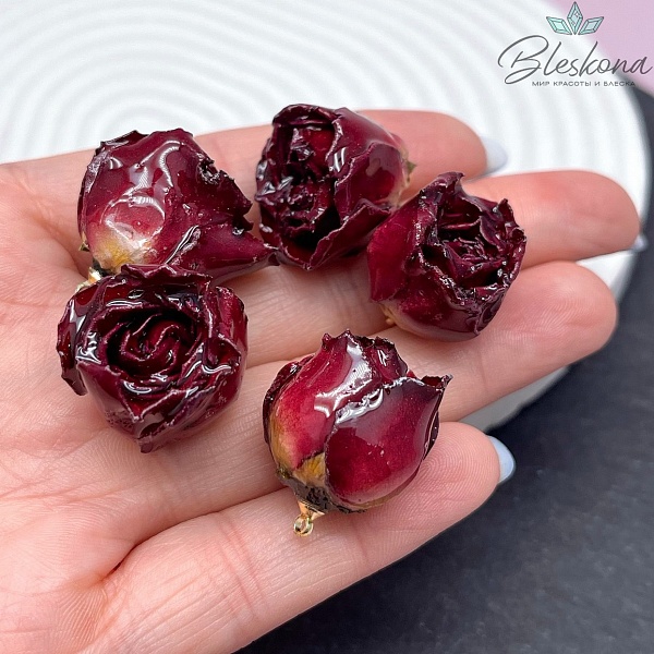 22-26 мм, Цвет золото, Подвеска роза в эпоксидной смоле №2