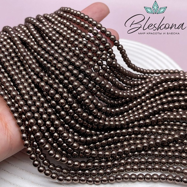 4 мм Гематин имитация, цвет коричневый №1 (шоколадный)