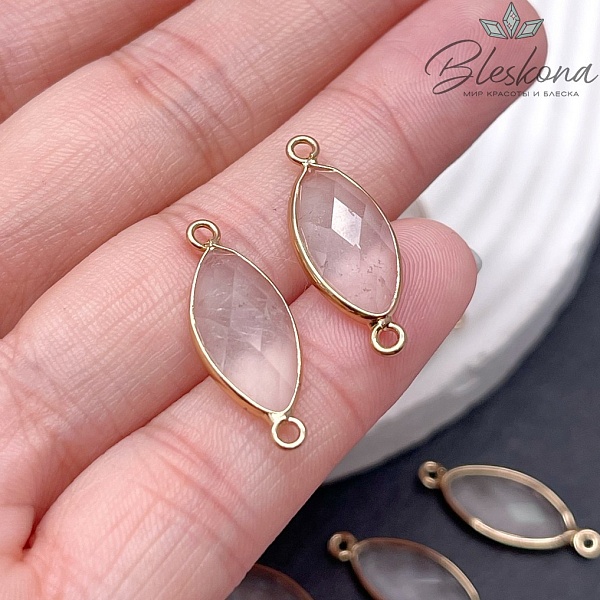 23*9 мм Коннектор лодочка Горный хрусталь огранка цвет золото
