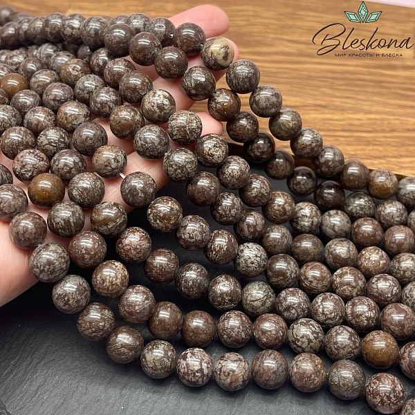 Обсидиан снежный коричневый 10 мм