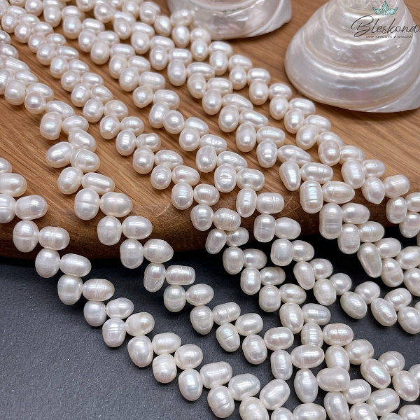 Жемчуг рис белый косичка 8 мм 