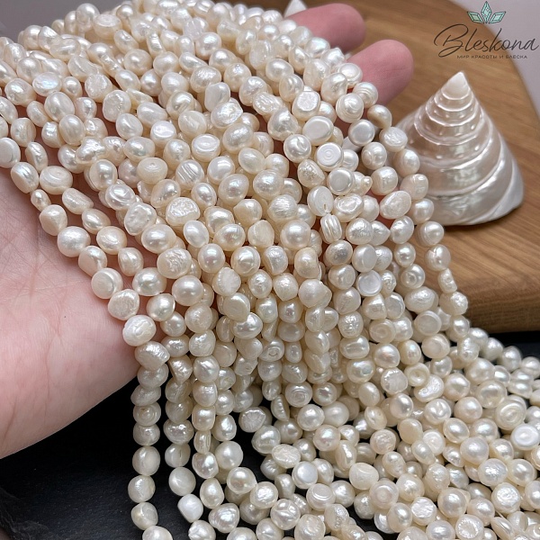 Жемчуг барочный белый №2 6,5-7,5 мм 