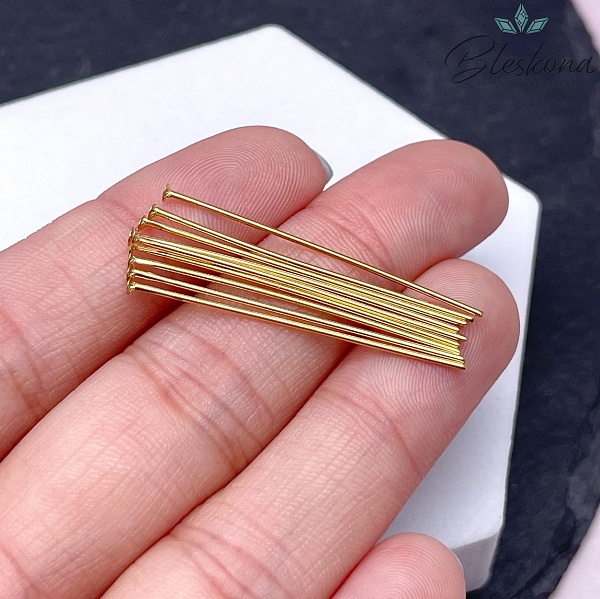 3,5 см*0,7 мм Цвет золото, Пины шляпка жесткие уп. 10 шт 