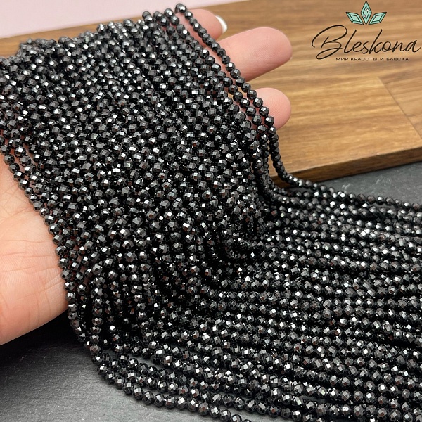 Циркон огранка черный №1 3 мм (кубический цирконий, фианит) 