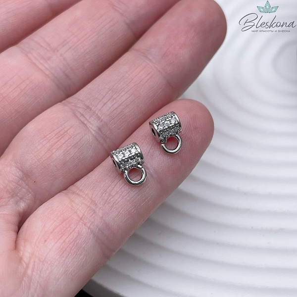 5,2*7,7 мм Цвет серебро, Бейл широкий цирконы разъемное кольцо