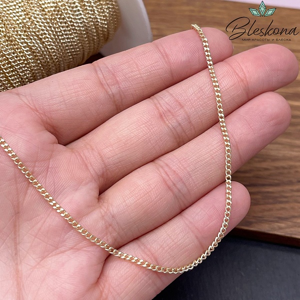 Цепь №83-1 цвет золото 2*1,5 мм Люкс