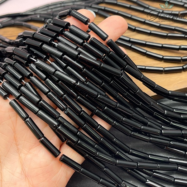 Агат Черный трубочки 13*4 мм