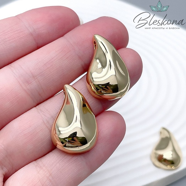 24*15,5 мм Цвет золото, Подвеска капля мятая 