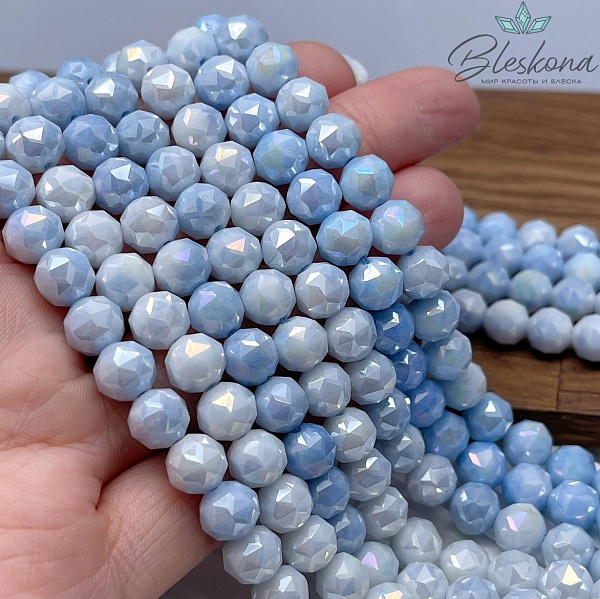 Стекло Lux бледно- голубое огранка острая 8 мм