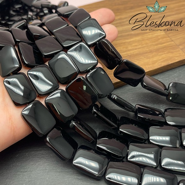 Агат черный с прожилками прямоугольник 20*15 мм