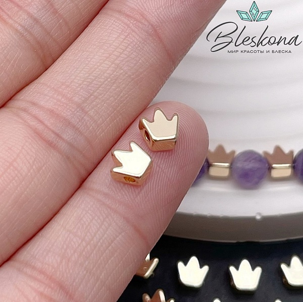 5,5*5,6 мм Цвет золото, Бусина корона гладкая