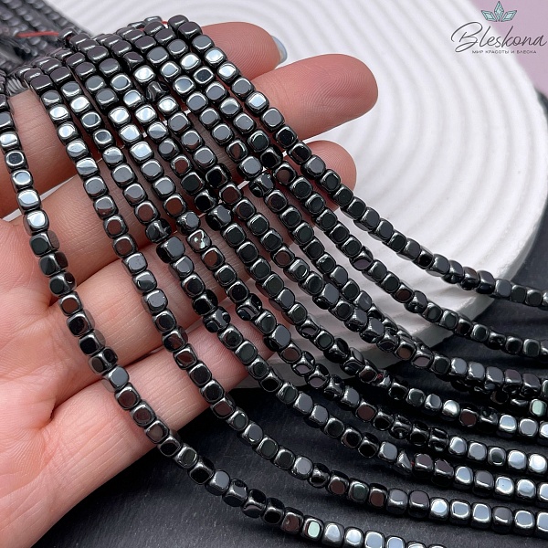 4мм Гематин имитация, куб округленные стороны