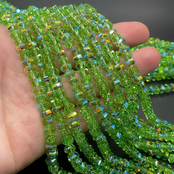 4,5*6 мм Стекло Lux, рондель прямоуг. огр., цвет светло- зеленый