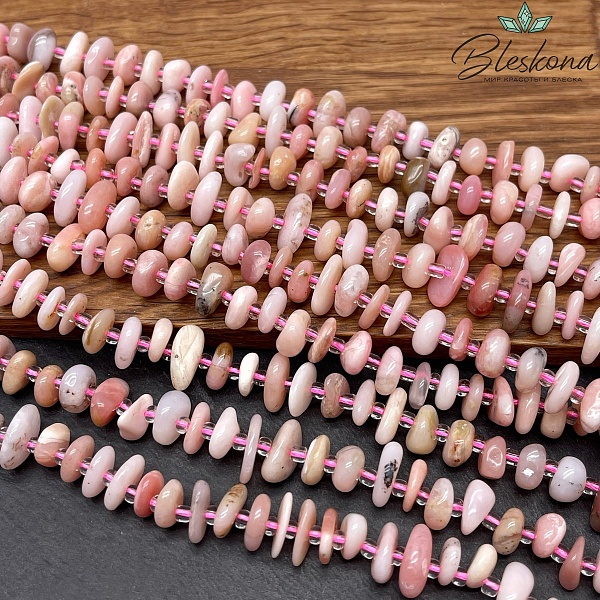 Опал розовый сколы шлифованные №1 (2-4)*(7-11) мм