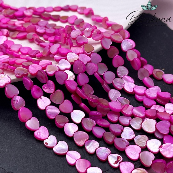 Перламутр сердце фуксия 8 мм