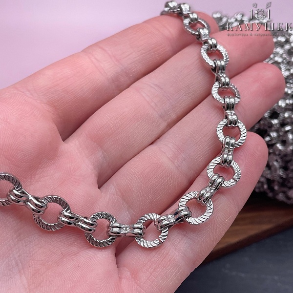 Цепь №40 цвет серебро 8,5 мм/10*3 мм Люкс