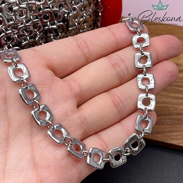 Цепь №48-3 цвет серебро 10*9,5 мм/ 5,5 мм