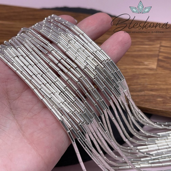 8*2 мм Гематин трубочки, цвет светлое серебро, имитация УЦЕНКА