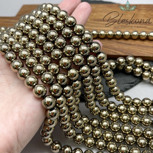 10 мм Гематин имитация, цвет темное золото 
