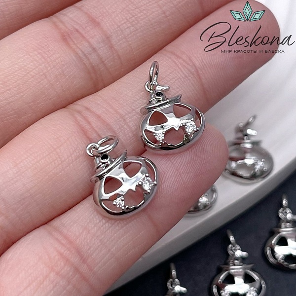 15,2*15,9 мм Цвет серебро, Подвеска Тыква Хэллоуин