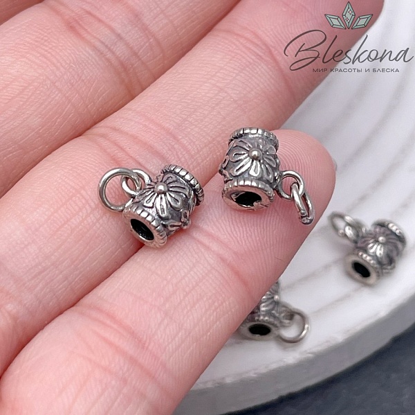 6,8*6 мм Бейл для подвесок мельхиор узор №4 Цветок