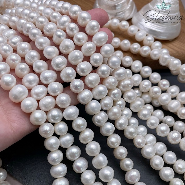 Жемчуг натуральный белый 9,5-10 мм 