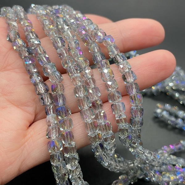 4,5 мм Стекло Lux, куб огранка, цвет серый с фиолетовым отливом