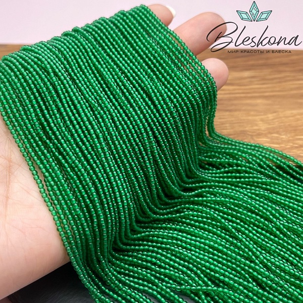 2 мм Бусины стекло зеленое 