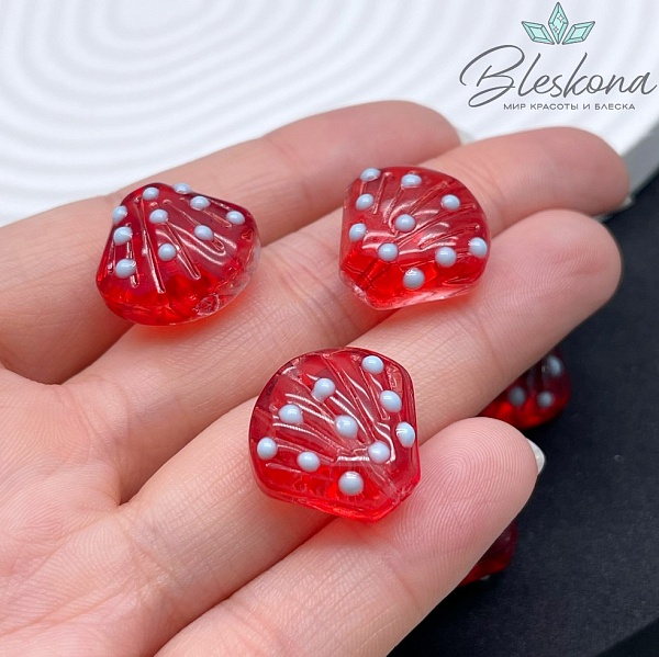 17*18 мм Бусина ракушка красная