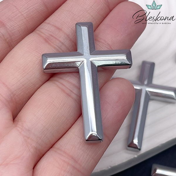 Подвеска крест Гематин, цвет темное серебро 42*30 мм
