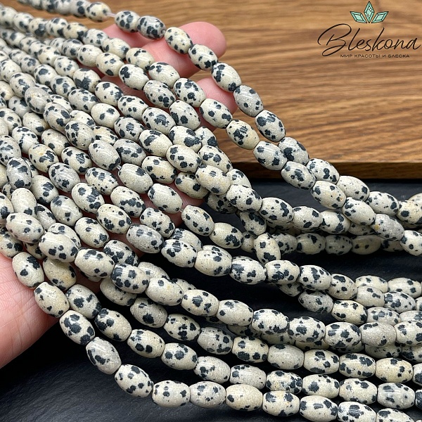 Яшма далматиновая рис 9*6 мм