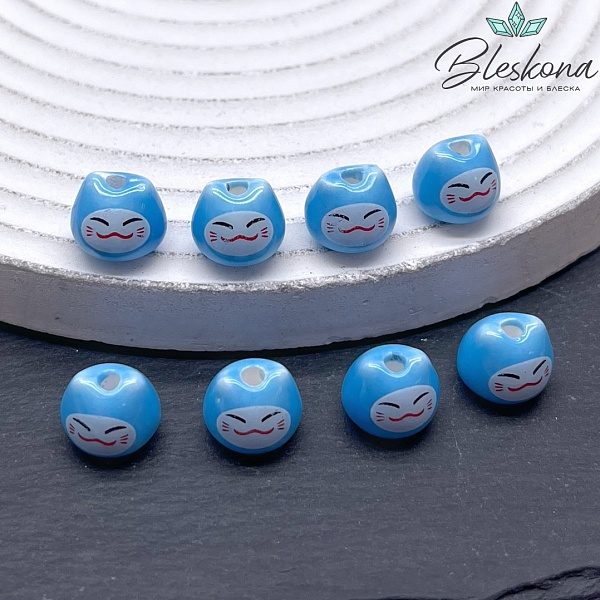 8*10 мм Керамика бусина Котик голубой 