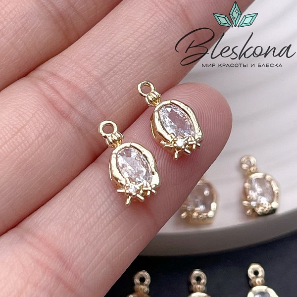 12,5*7 мм Цвет золото, Подвеска с цирконами
