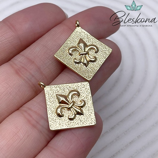 25*22 мм Цвет золото, Подвеска Лилия ромб 