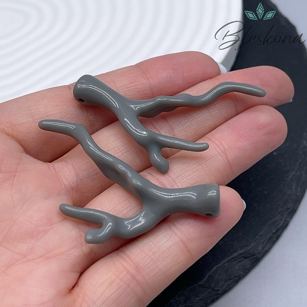 46*32 мм Подвеска ветка коралла серая