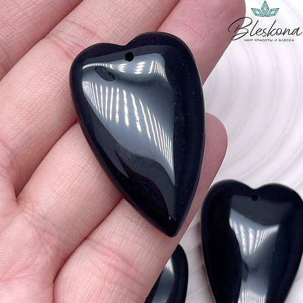 25*40 мм Подвеска Сердце Обсидиан
