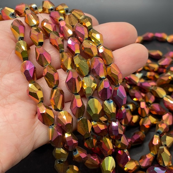 7*11,5 мм Стекло Lux, ракушка, цвет хамелеон бордовый