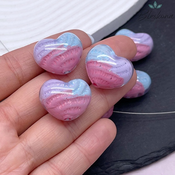 18*22 мм Бусина зефирное сердце  микс №2