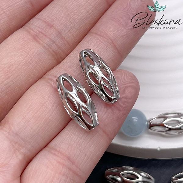 18*7,5 мм Цвет серебро, Бусина рис резной