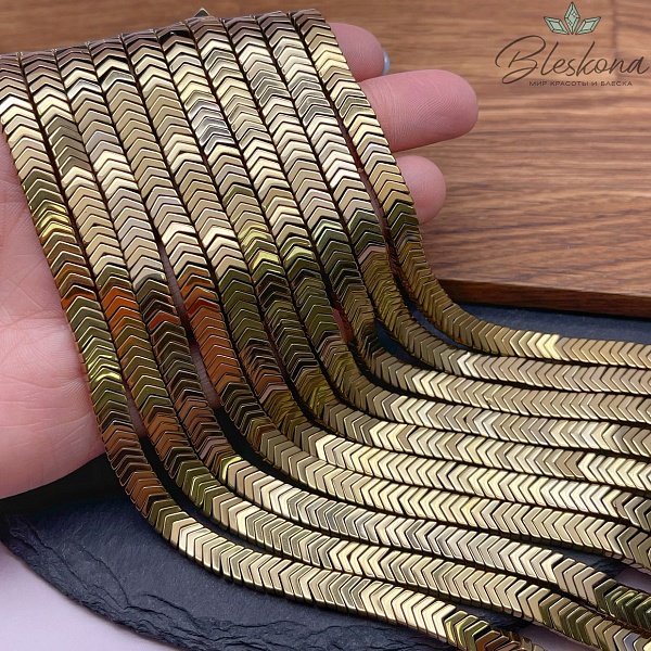 6*4мм Гематин стрелки, цвет темное золото, имитация